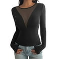 thumbnail image 1 of Camisas Ajustadas de Larga de con Cuello en V Profundo para Mujer, Moda Y2K 2025 Negro S, 1 of 10