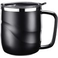 thumbnail image 1 of TAIWO Vacuum-Insulated Coffee Mug 400ml with Lid and Handle, Stainless Steel, Black, 1 of 5
