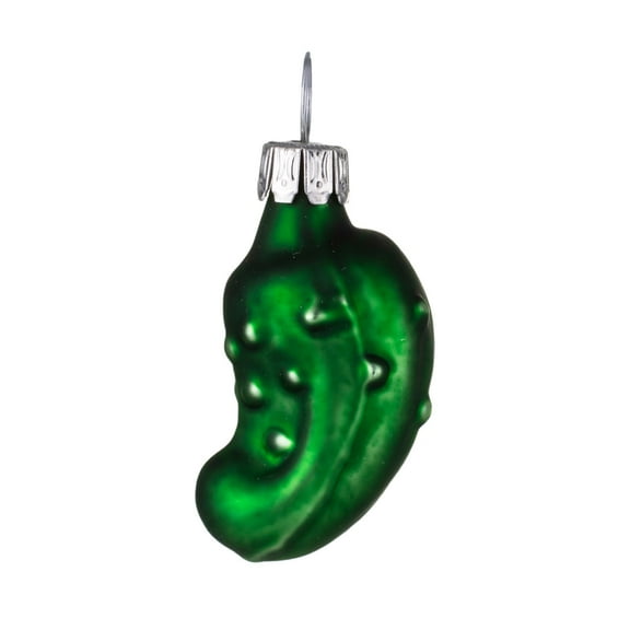 Glass Christmas Mini Pickle Ornament (dark green matte)