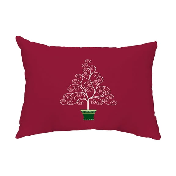 Simply Daisy, 14" x 20" Filigree Tree Red Decorative Christmas Outdoor Pillow