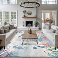 thumbnail image 4 of Sea Turtle Washable Living Room Rugs 5'x7', Watercolor Seaweed Fish Coral Seahorse Newspaper Texture Low Pile Throw Large Area Rugs Non-Slip Sturdy Edge Binding Carpet for Dining Room Bedside Kitchen, 4 of 9