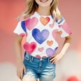 thumbnail image 2 of CXYYY Shirts for Girls,Girls Shirts,Children'S Valentine'S Day Fashion Printed Short Sleeved Top (Blue-c 12-13 Years), 2 of 4