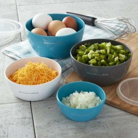 KitchenAid 4 Piece Prep Bowl Set with Lids, Assorted Sizes and Colors