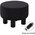 thumbnail image 2 of IVV 12.5in Small Ottoman, Round Linen Fabric Upholstered Foot Rest for Couch, Under Desk Pouf Footstool with Non-Skid Pine Legs, Black, 2 of 7
