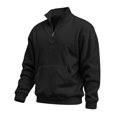 thumbnail image 2 of Mens Quarter Zip Pullover Long Sleeve Fall Sweatshirt with Kangaroo Pocket Sporty Hiking Outdoor Tops, 2 of 9