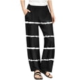thumbnail image 3 of Frostluinai Striped Wide Leg Pants for Kids Girls High Elastic Waist Baggy Straight Leg Pants Color Block Beach Vacation Pants with Pocket, 3 of 9