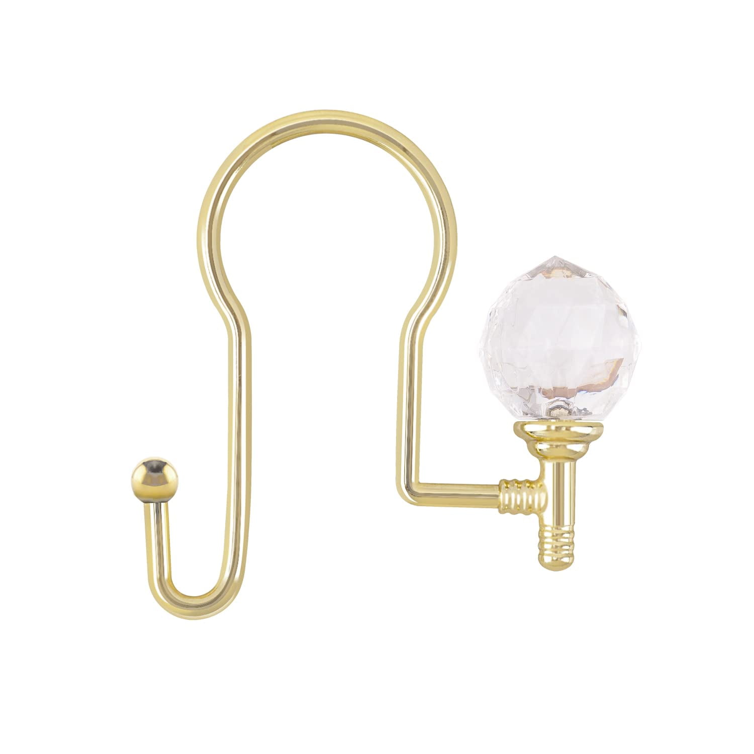 Utopia Alley  Rustproof Zinc Double Shower Curtain Hooks for Bathroom, Crystal Design, Set of 12 Gold
