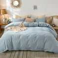 MooMee Duvet Cover Set 100 Washed Cotton Linen Like Textured