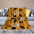 thumbnail image 6 of Flannel Halloween Blanket, Throw Soft Warm Fluffy Plush Blanket, Spider Webs Witch's Hat Black Bats and Decorated Pumpkins Print on Bed Couch Chair Living Room, 6 of 8