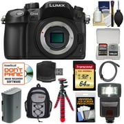 Panasonic Lumix DMC-GH4 4K Micro Four Thirds Digital Camera Body with 64GB Card + Battery + Backpack Case + Flex Tripod + Flash + Accessory Kit