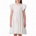 thumbnail image 7 of NIPAXO Girls Dress Puff Sleeve Floral Print Tiered Ruffle Hem Cotton Blend Summer Casual Dress for Girls with Lace Neckline White, 7 of 7