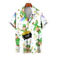 thumbnail image 3 of Camisas de verano con estampado de trébol de cuatro hojas para hombre y mujer, camisas casuales de manga corta con solapa, estilo hawaiano, para playa, estilo urbano, 3 of 5