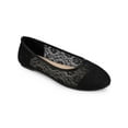thumbnail image 1 of BLISSFUL STEP Ballerine à Enfiler pour Femme en Dentelle et Maille Brodée à Bout Rond Noire 10, 1 of 7