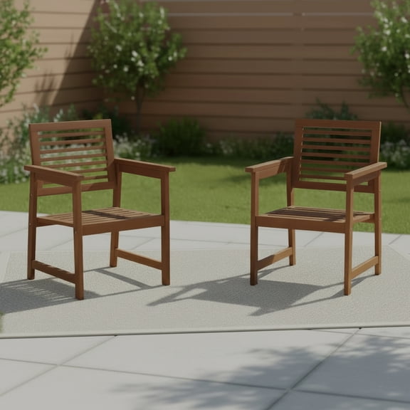 Furinno TIOMAN Patio Chair, Set of Two, Outdoor Lawn Chair, Armchair without Cushion, for Patio, Garden, Porch, Light Wood