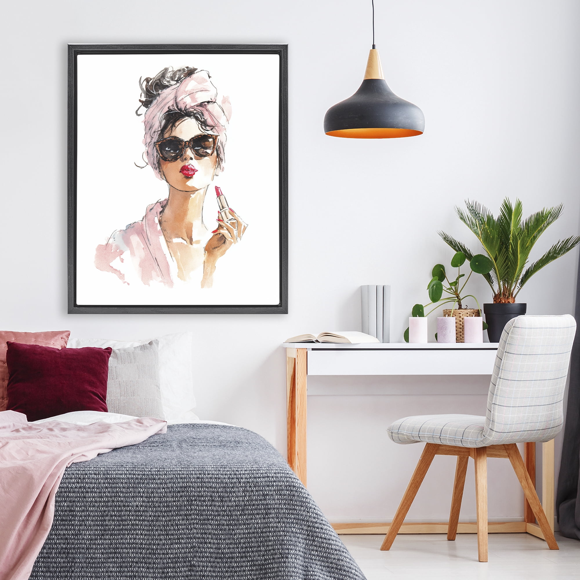 Stupell Industries Velour Secrets Lipstick Black Framed Floater Canvas Wall Art, design by Svetlana Aleynikova