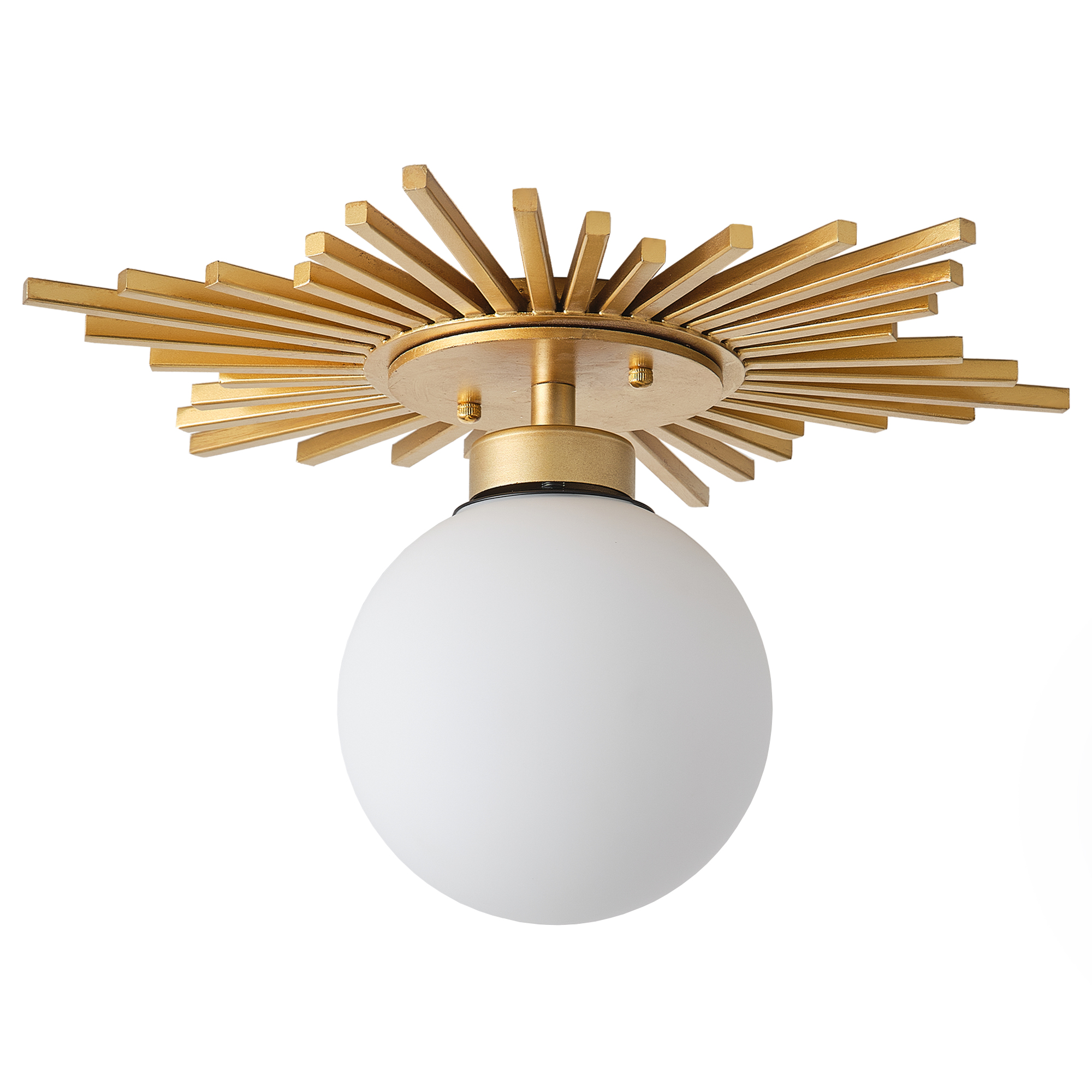 18" Modern Gold Glass Semi Flush Mount Globe Ceiling Light for Living Room, Bedroom, Hallway