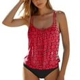 thumbnail image 3 of zaveiop Women's Swimwear Dazzle Scoop Neck Underwire Bra Tankini Bathing Suit Top (Red, L), 3 of 8