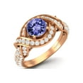 thumbnail image 2 of Estate Ring 6MM Round Tanzanite 925 Sterling Silver Rose Vermeil Women Valentines Day Gifts Ring, 2 of 4