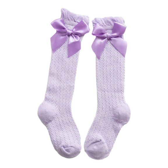 BKQCNKM Toddler Socks Baby Socks Crazy Socks for Kids Newborn Socks Kids Wool Socks Girls Socks Mesh Long Baby Stripe Children Bowknot Socks Socks Kids Socks, Purple M
