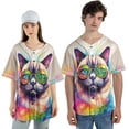 thumbnail image 4 of Hippie Siamese Portrait oil painting Watercolor Tie-dye Vintage All Over Print 3D Baseball Shirt Cat Lover Kitten Owner Gifts Softball Sport - 00015, 4 of 6