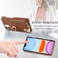 thumbnail image 3 of Compatible for iPhone 11 Zipper Wallet Case with Card Holder, Rotation Ring [Two-Way Kickstand], PU Leather Card Slots RFID Blocking Protection Shockproof Purse Case, Brown, 3 of 10