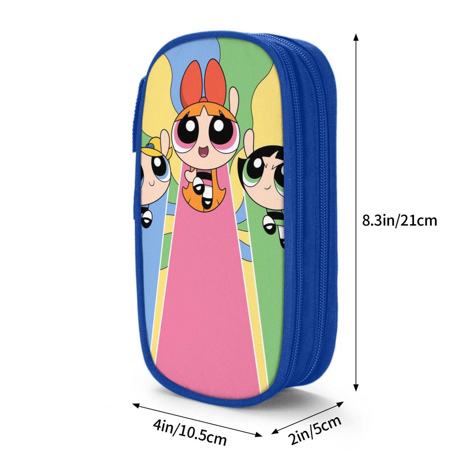 The Powerpuff Gi-rls Pencil Case Large Capacity Pencil Pouch Penbag Office Stationery Organizer Travel Makeup Bag Blue