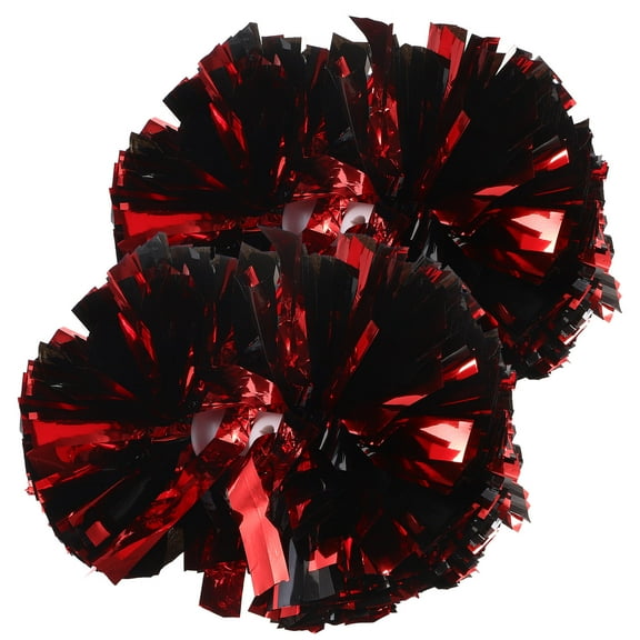 Raindrops 2Pcs Cheerleading Pom Poms Red with Black Plastic for Cheerleaders Dancing and Cheering 9.82X7.07X7.07in