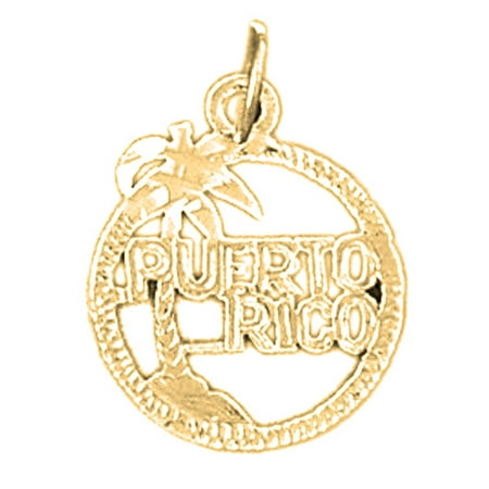 18K Yellow Gold Puerto Rico Pendant - 20 mm
