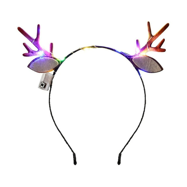 Bonita diadema luminosa con astas y banda para la cabeza con luz Led para niños, decoraciones navideñas para adultos, diadema, accesorios para el cabello