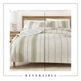 thumbnail image 6 of Striped Quilt Set - Lightweight, Soft, All-Season - 3-Piece Reversible Farmhouse Bedding Set (Full / Queen, Cream / Green), 6 of 6