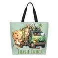 thumbnail image 2 of Trash Truck Cute Extra Large Canvas Tote Bag for Gym Beach Travel Reusable Grocery Shopping Cartoon Portable Storage Bags, 2 of 8