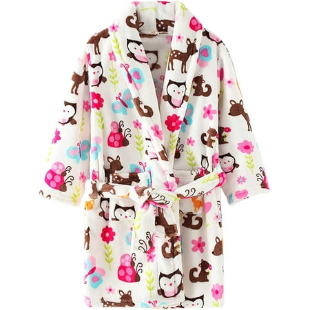 

ZSYQWZN Boys Girls Bathrobe Toddlers Kids Robe Children s Flannel Bathrobes Pajamas Robe
