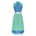 thumbnail image 4 of Yhong Women Prasie Dance Tunics Sleeveless Asymmetrical Hem Leotard Dresses Lyrical Ballroom Green&Blue S, 4 of 6