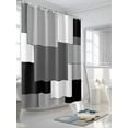 thumbnail image 3 of Abstract Art Shower Curtain, White Black Gray Splice Waterproof Shower Curtain Set with 12 Hooks Lightweight Washable Fabric Shower Curtains for Bathroom 72x84 Inches, 3 of 6