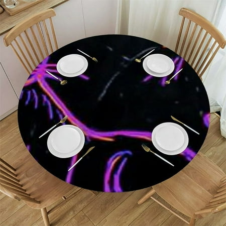 

Patifu Cute Cat Round Tablecloth 100% Polyester Waterproof Resistant Fabric Ideal for Indoor Outdoor Restaurant Wedding Party Home Kitchen Holiday Dinner Stain Resistant Washable 31 -35