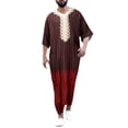thumbnail image 2 of MITCOWBOYS Mens Dress Shirts, Male Casual Striped Gradient Print Robe V Neck Middle Sleeve Split Hem Blouse Robe, Shirts for Men, Mens Shirts, Red 2Xl, 2 of 5