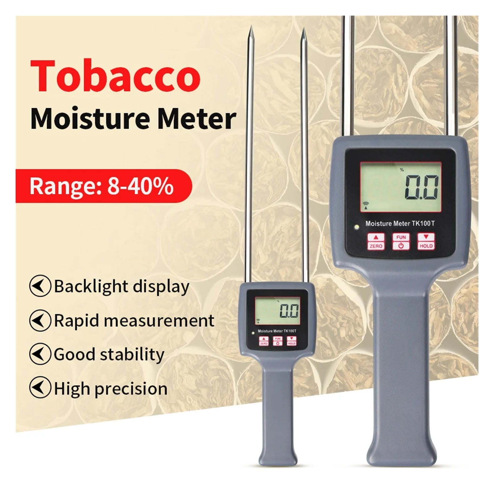 Professional Grain Moisture Meter Hygrometers with LCD Display Corn Wheat Rice Bean Paper Bundle Cotton Tobacco Humidity Meter