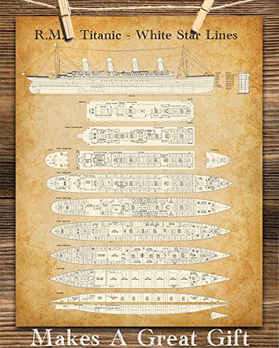 11x14 Unframed Patent Print Great Gift Titanic Blueprints Patent Print 