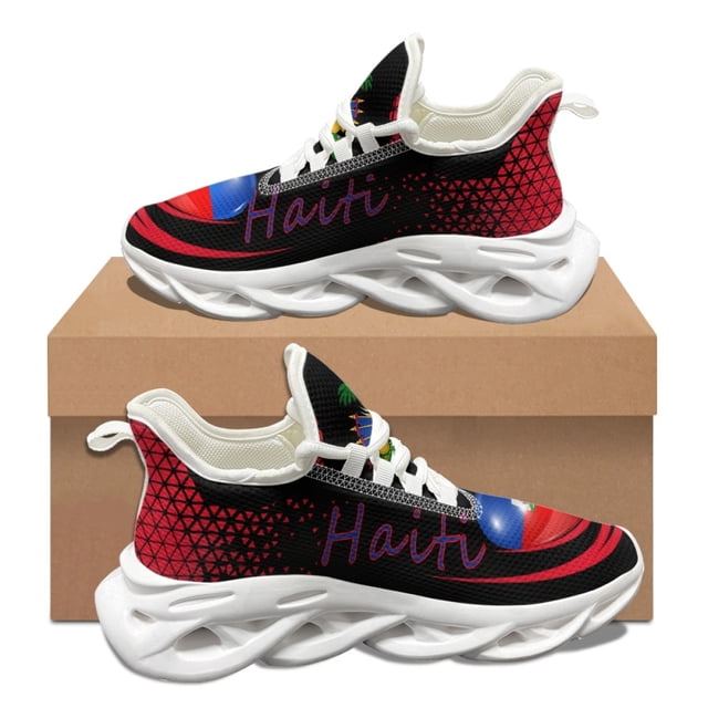 Zapatilla unisex vulcanizada con diseño de árbol tropical y bandera de Haití para otoño e invierno, antideslizante, con amortiguación, calzado clásico para caminar.