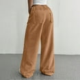 thumbnail image 5 of WTOBBY Women's Corduroy Pants Casual High Waist Elastic Waist Straight Leg Loose Comfy Trousers with Pockets Winter,Earthy Yellow M, 5 of 7