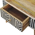 thumbnail image 4 of Artisan Furniture Solid Wood Coffee Table with Bone Inlay Drawers, Mango Wood Living Room Table in Oak Finish, 2 Drawer Storage Table with Nordic Legs and Brass Knobs, 4 of 8