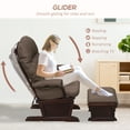 thumbnail image 3 of HOMCOM Glider Rocking Chair with Ottoman, Thick Padded Cushion Seating, Armrests and Wood Base, Dark Coffee, 3 of 9