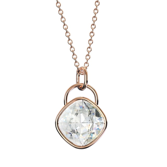 Collar para Mujer con Cristal Fino Swarovski en forma de Rombo– Bañado en Oro Rosa 14k- Collar Elegante y Brillante-Collares de Mujer de Moda- Joyería para Mujer de Moda- Regalo especial Ortiz Espinosa Temporada