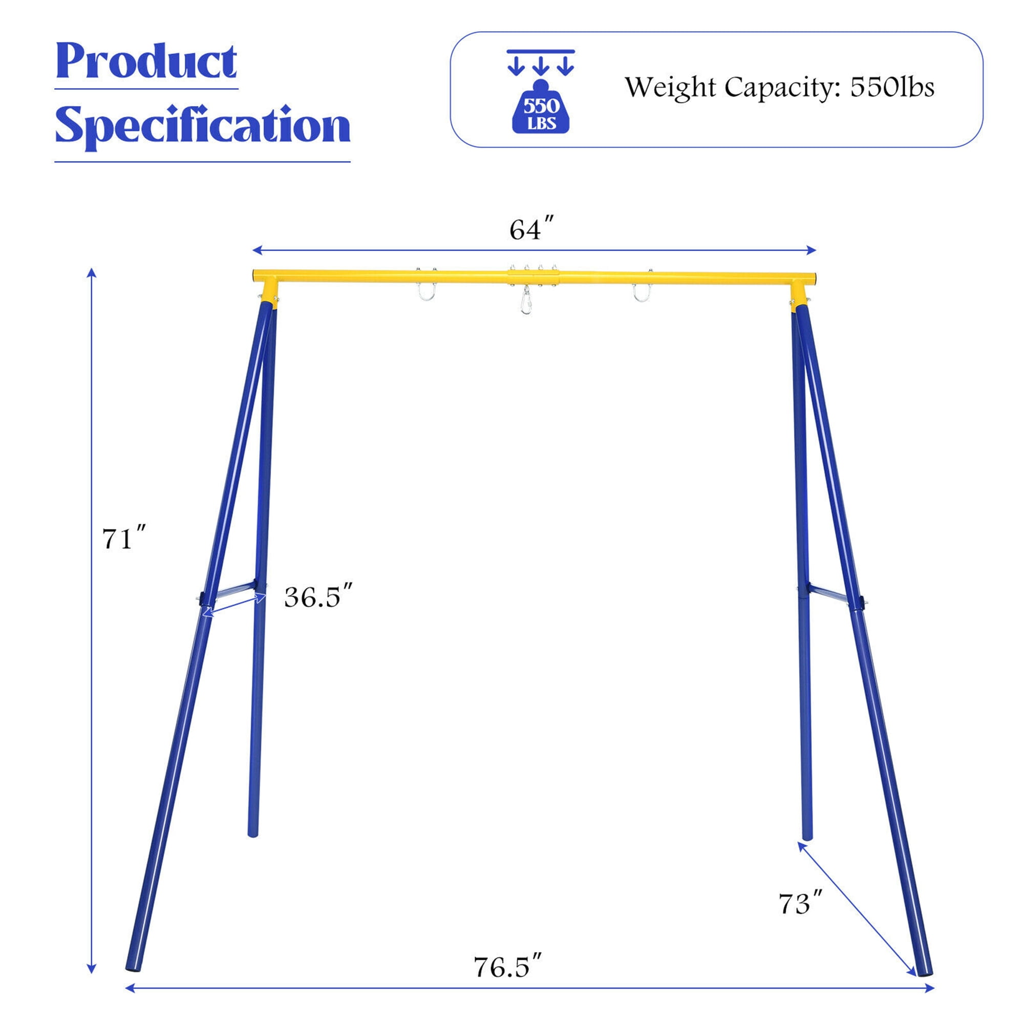 Gymax Extra Large Heavy Duty A-Frame Steel Swing Stand All-Steel Metal Swing Frame