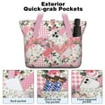 thumbnail image 2 of Tote Bag for Women - Pioneer Flower Shoulder Bag - Large Utility Work Duffle Bag with Zipper Handbag for Travel, Work, Sprots, 2 of 5