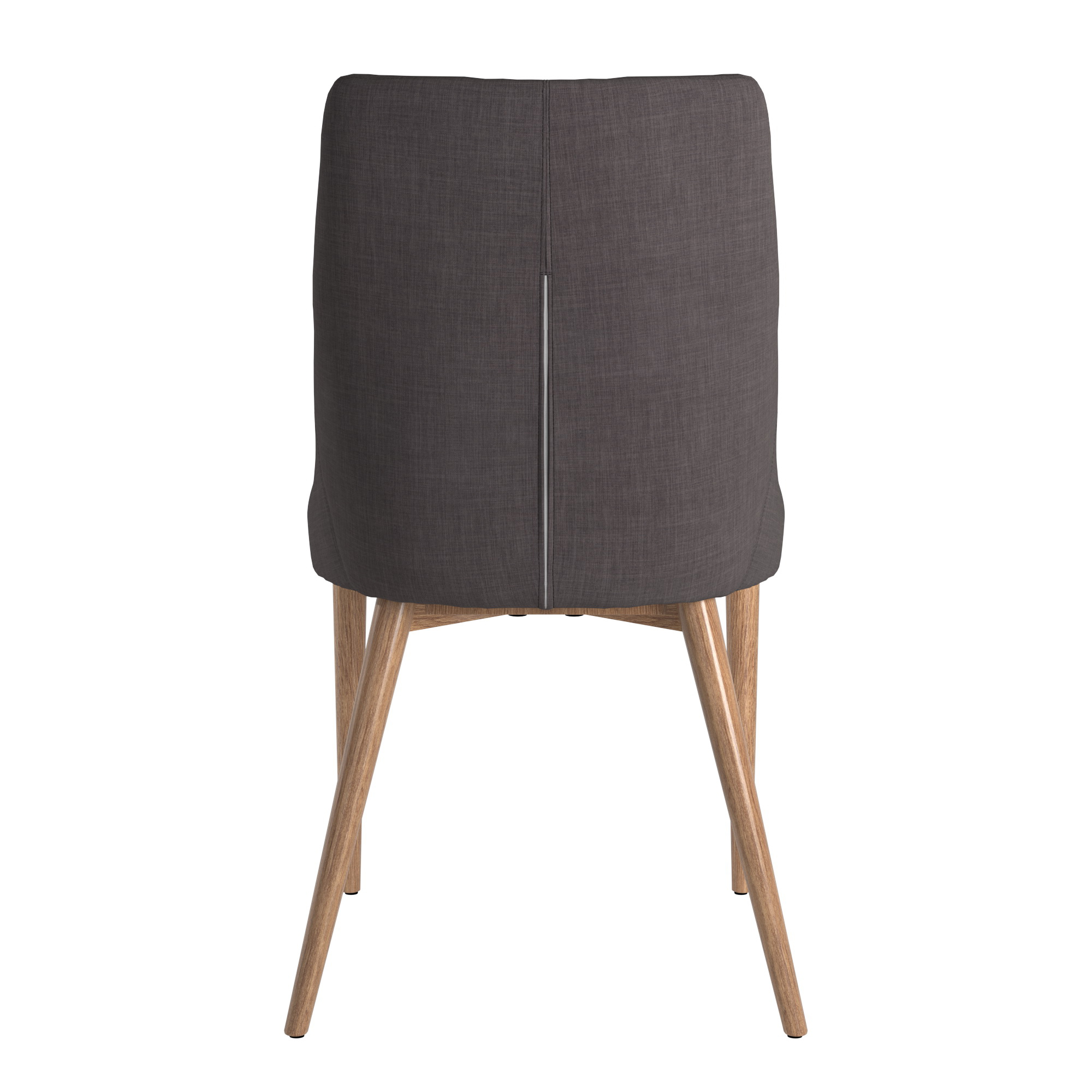 Chelsea Lane Mid-Century Modern Linen and Oak Dining Chairs, Set of 2, Dark Grey
