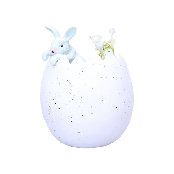 AOOOWER Easters Rabbit Eggshell Resins Garden Planter Indoor Flower Pots Bonsais Holder