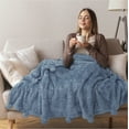 thumbnail image 5 of Pavilia Sherpa Blue Flannel Throw Blanket, 60” x 80”, 5 of 7