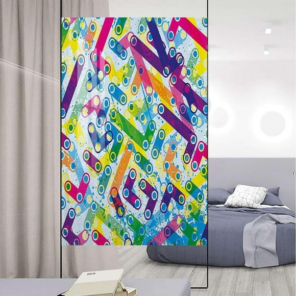 Multi Frosted Glass Static Cling for Glass Door Home Murky Background with Gradient Toned Forms for Bathroom Office Meeting Room Bedroom Abstract Decor 35.4Wx59L-inch