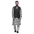 thumbnail image 1 of Atasi Printed Kurta Pajama Jacket Set Mandarin Collar Traditional Ethnic Shirt, 1 of 5